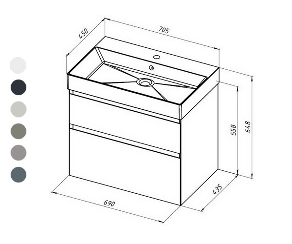 тумба с раковиной ALLEN BRAU INFINITY 70